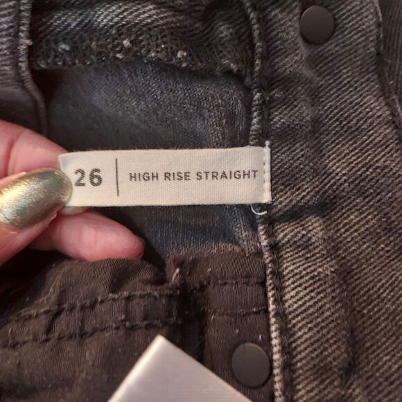 PacSun Distressed Crop Jeans Button Fly Womens Size 26 Black Ripped Fringe - Picture 11 of 16